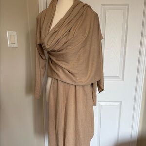 DKNY Scarf Throw, Large Silk and cotton Wrap,  Large, beige